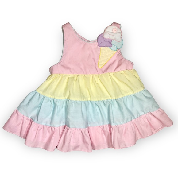 Vintage Dresses Vintage Ice Cream Cone Dress Pastel Stripes Size 3t